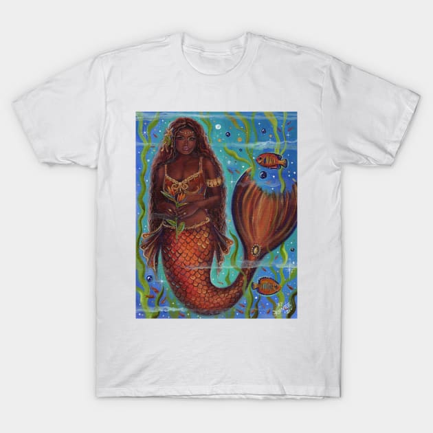 Claudina mermaid with tropical fish by Renee Lavoie T-Shirt by ReneeLLavoie